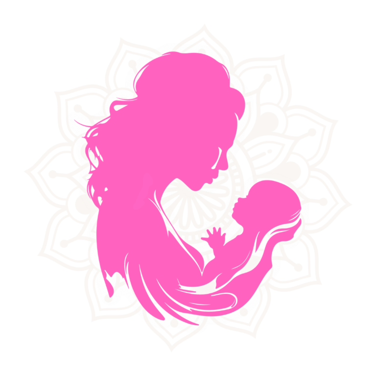 Mother holding baby with pink background and “A Feast With Mom” text promoting Mother’s Day Lebanese dining experience at That Lebanese Place in Springfield Missouri